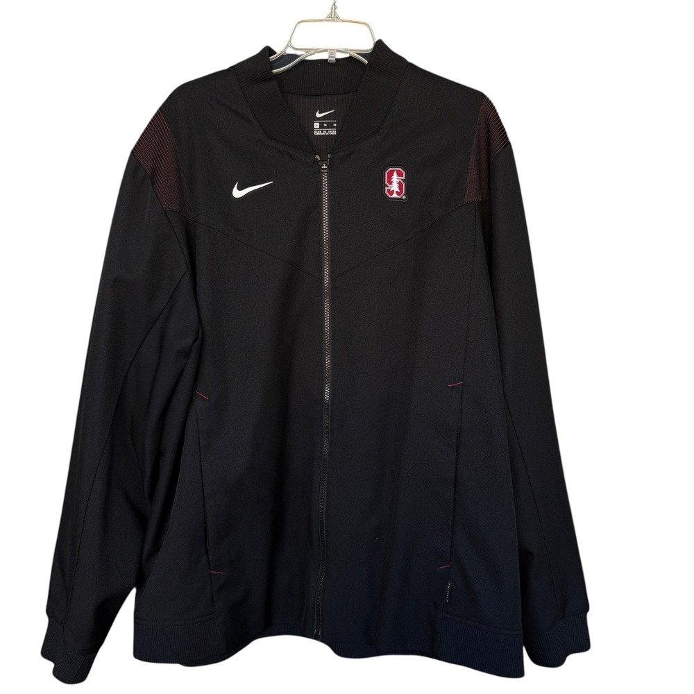 Stanford Cardinal Jacket Mens XL Black College Football Nike On Field Zip Up‎